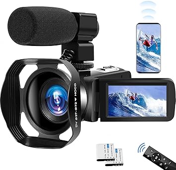 Video Camera 4K Camcorder UHD 60FPS Vlogging Camera for YouTube WiFi 48M Digital Zoom Camcorder IR Night Vision 3 in Touch Screen Support Webcam Microphone (V4S9)