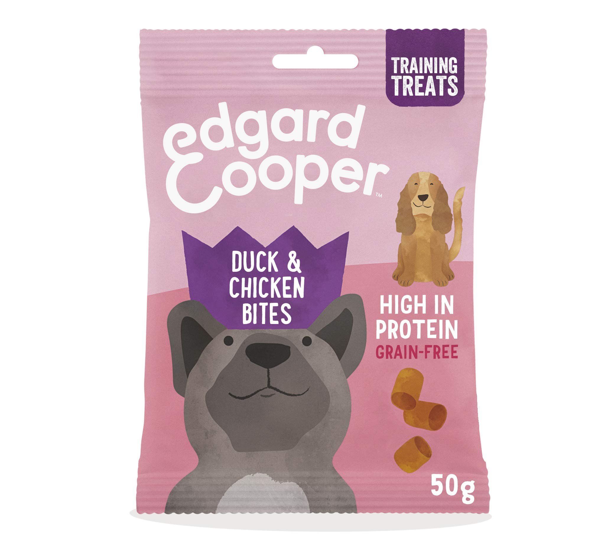 Edgard & Cooper Chuches para Perros Cachorros y Mayores Golosinas Premios Perros Golosinas Sin Cereales 50g x 15 Pato & Pollo Fresco, Sabrosas con proteínas de calidad para premiarlo