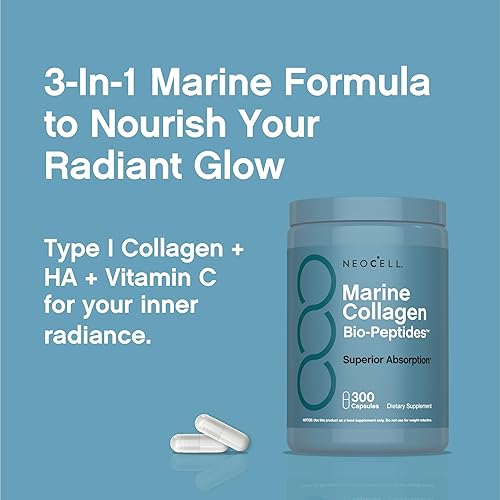 Miniatura 8 de NeoCell Cápsulas de péptidos de colágeno marino  300 píldoras  con ácido hialurónico  Más vitamina C  Biopéptidos de absorción superior para mujeres