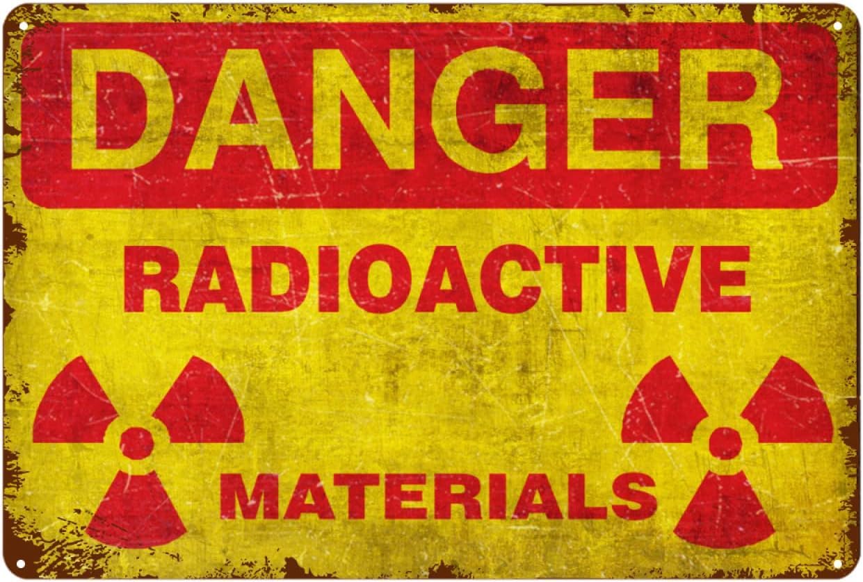 KWQDOZF Danger Radioactive Materials Sign Aluminum UV Protected, Weatherproof, Easy to Install for Home or Business, 8x12 Inch