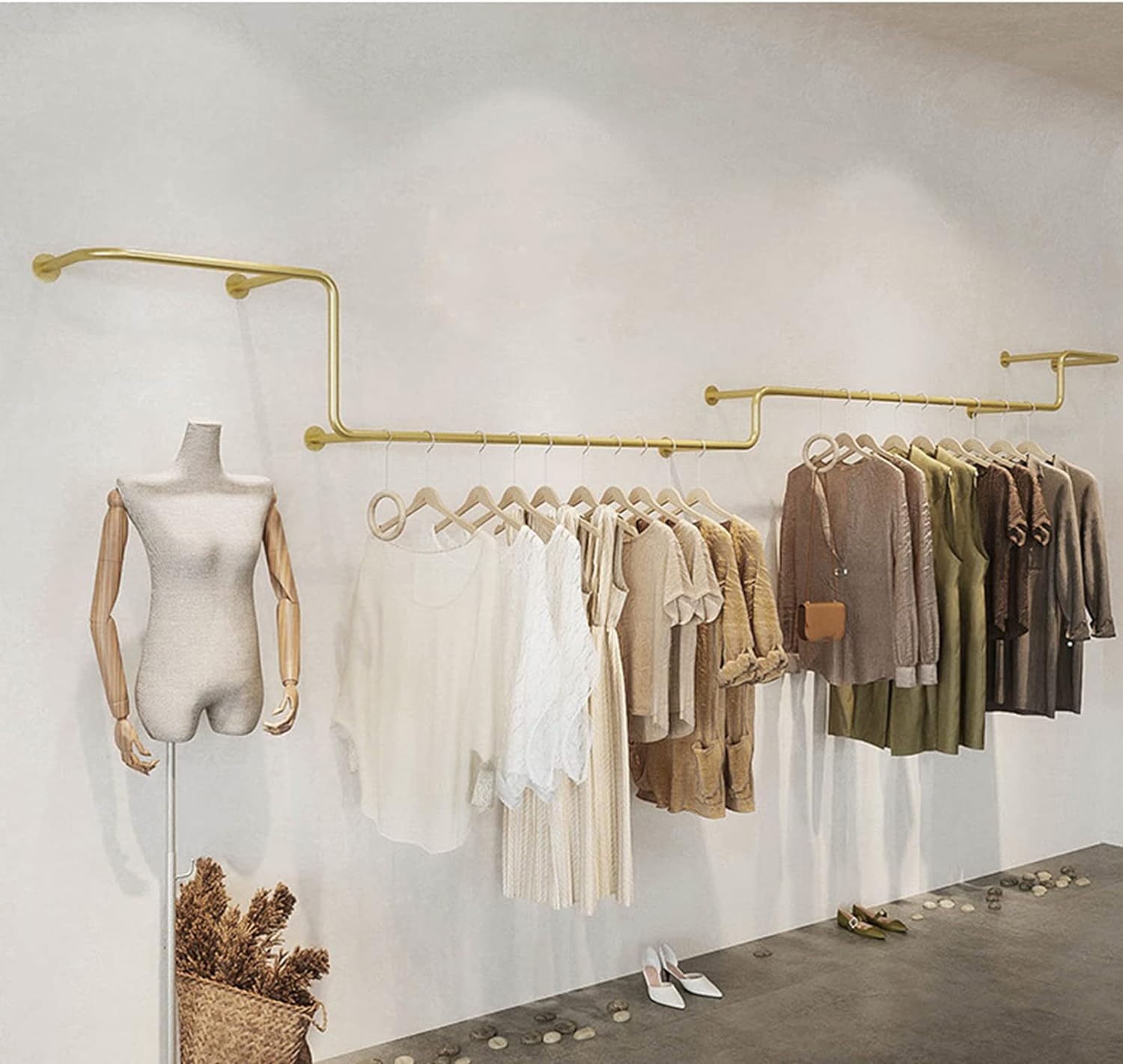 HPTHLY Garment Rack,Wall Mounted Storage Garment Rack,Creative Display Garment Racks,Boutique Clothing Stores,Walk In Garment Organizer Systems,Commercial Hanger, (B-350Cm)