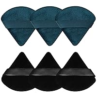 Vista 23 de Pimoys 6 esponjas de maquillaje de terciopelo para polvo suelto y triángulo suave para rostro, color negro