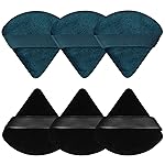 Pimoys 6 Pieces Powder Puff Face Triangle Makeup Puff for Loose Powder Setting Powder Soft Foundation Sponge Makeup Blender Sponge Beauty Makeup Tool, Black and Peacock Blue