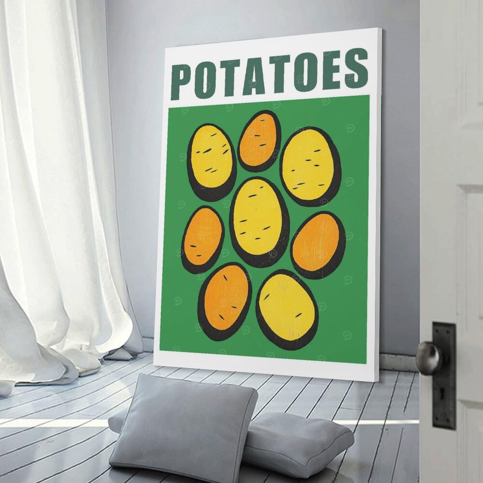 Junmoney Frame-Style-5 Potato Minimalist Kitchen Art Print Home Decor Wall Art 24X36inch(60X90cm), For Lounge, Study, Hallway Or Flat Walls, Stylish Home Artwork For Focal Walls