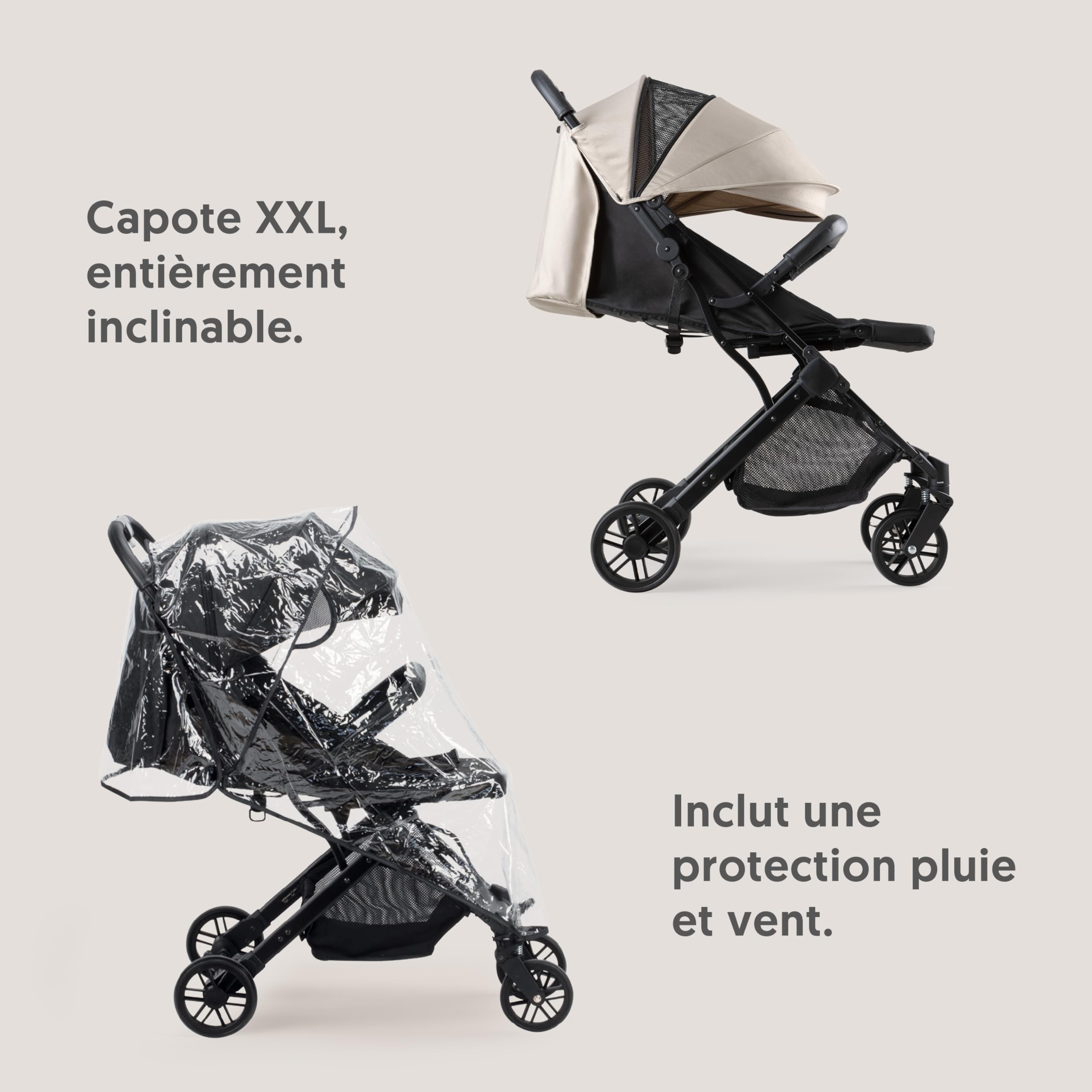 Interbaby Poussette Canne Compacte Légère Cabine Avion 22 kg (Beige) | Poussette pliage une main, cabine avion, capote XXL, dossier inclinable, suspension 4 roues, dès la naissance