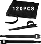 Ceecysaa 120Pcs Reusable Cable Ties with Hook and Loop, Multi-Purpose Cable Straps Wire Ties Cable Management, 5.9 inches Adjustable Cord Organizer Ties for Organizing PC, Compute, Electronics, Black