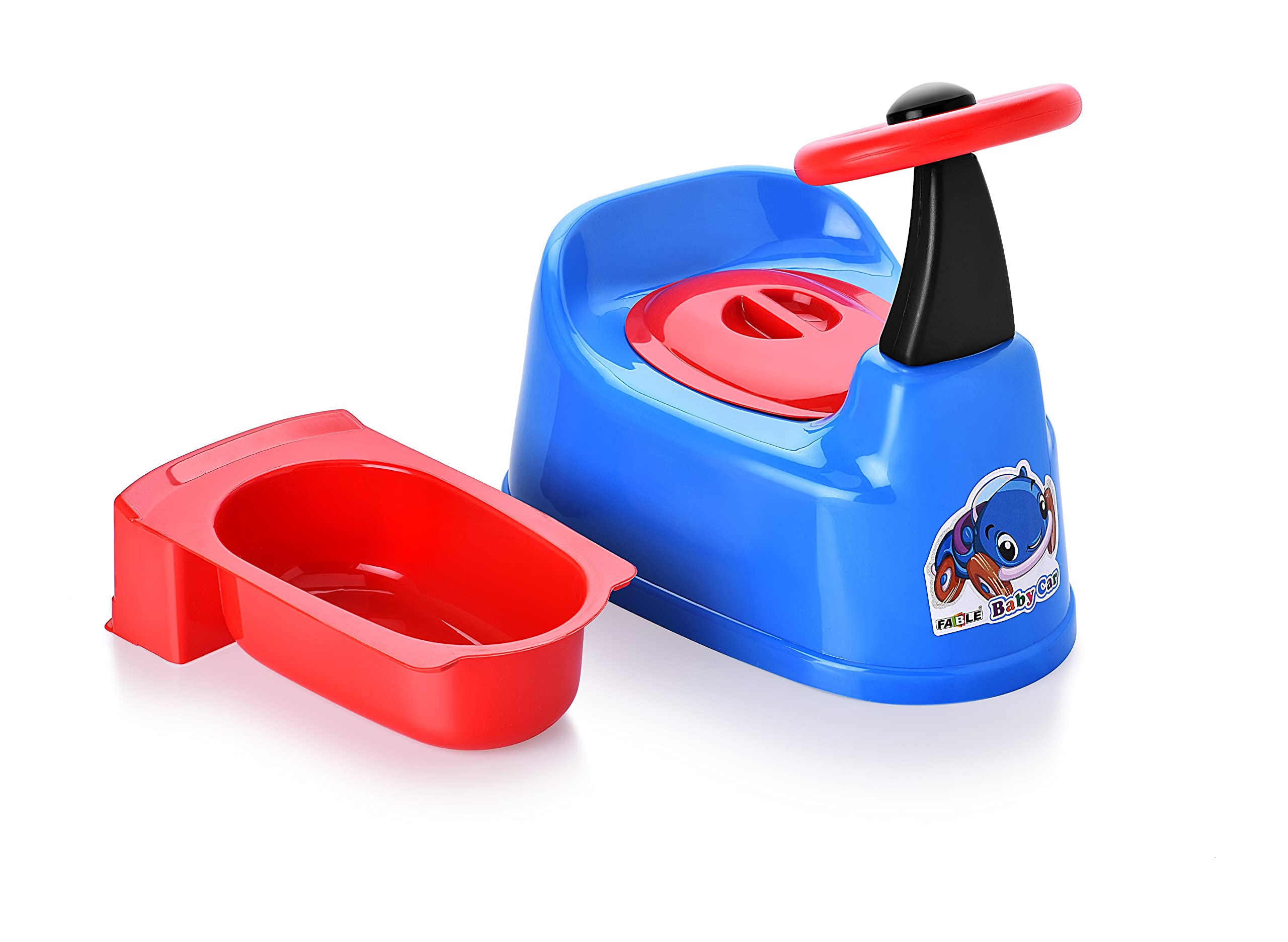 Zerya Car Style Potty Toilet Trainer Seat with Removable Tray And Closing Lid and High Back Support for Toddler Boys Girls (Blue)