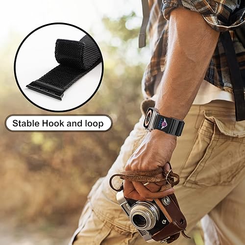 Miniatura 9 de Correa de nailon resistente compatible con Apple Watch Band de 1.929 in, 1.772 in, 1.732 in, 1.654 in, correa de repuesto suave con bucle deportivo