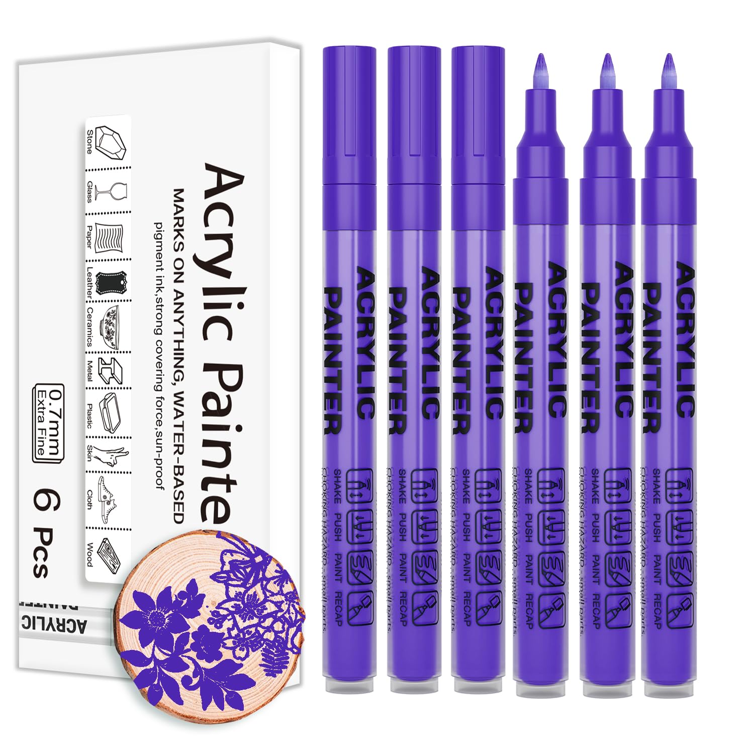 Alitastro Purple Acrylic Paint Pens 6 Pcs Permanent Marker Pens Extra Fine โ image 1