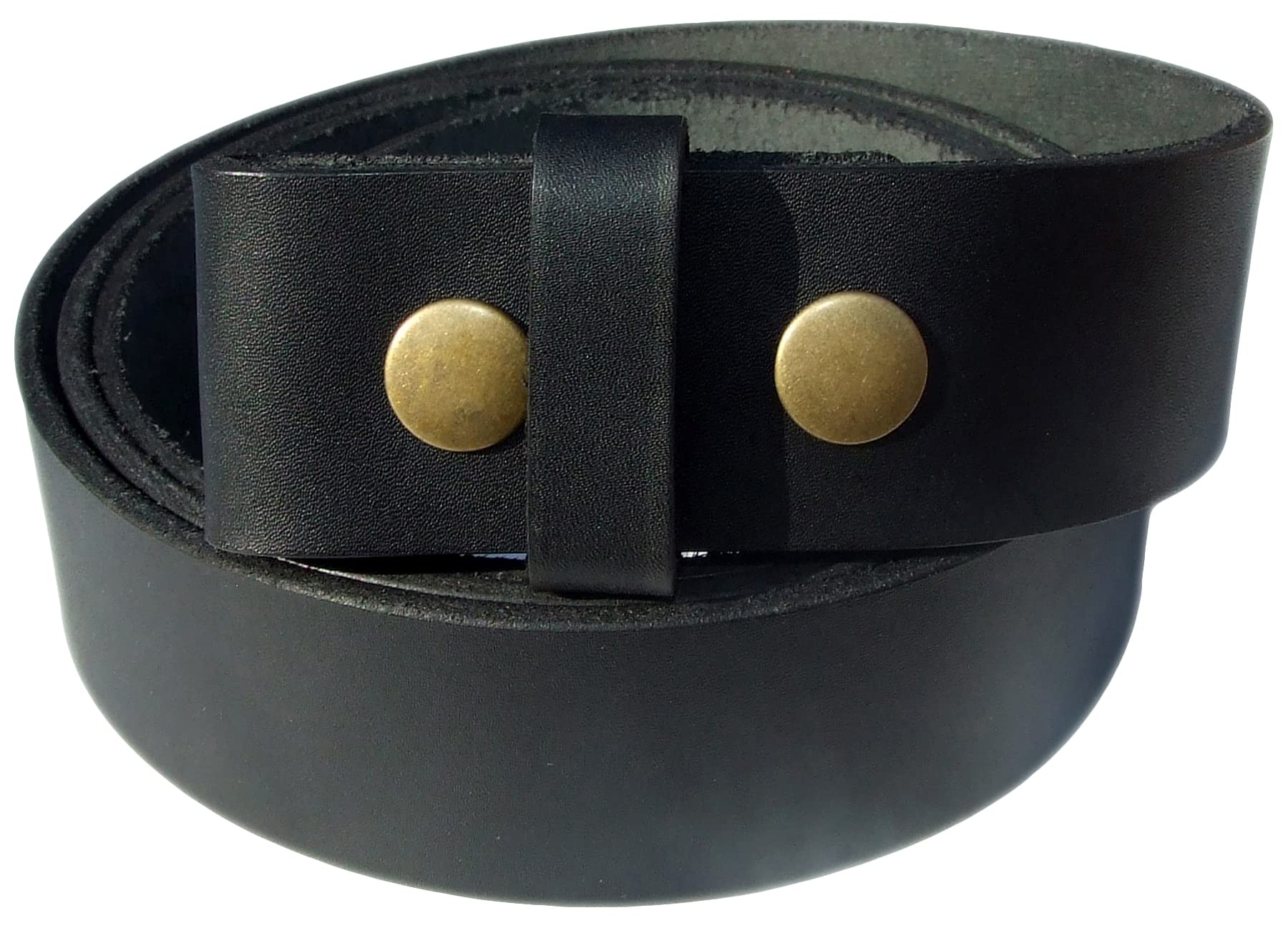 Qha Men's Black Snap On Leather Belt For Full Grain Belt Strap No Buckle Q77 38"-42" Large