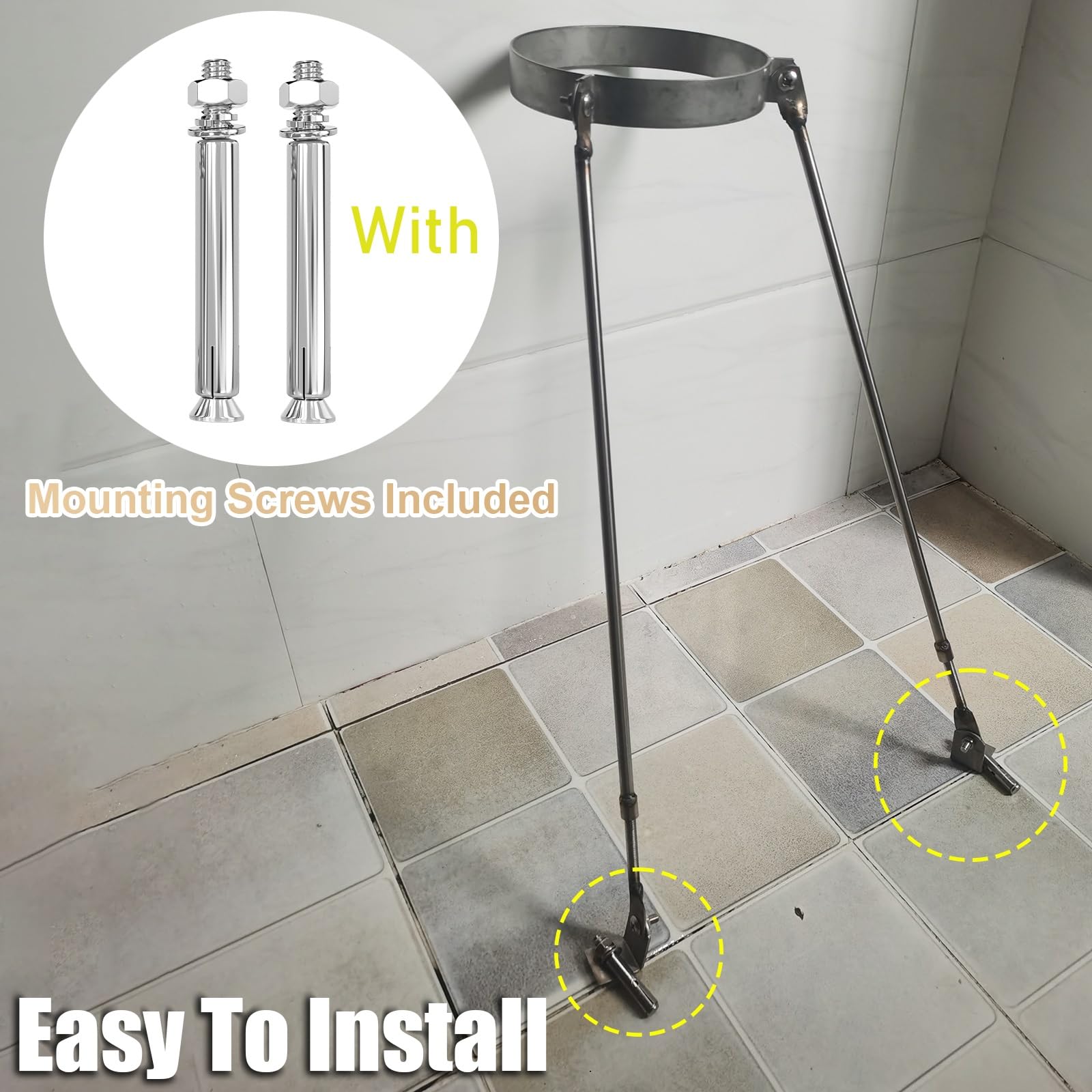 Juego de soportes de tubo de chimenea con abrazadera de aro, patas conectables, tornillos, soporte de montaje en techo/pared/suelo para tuberías de estufa, tubos de drenaje de agua de lluvia