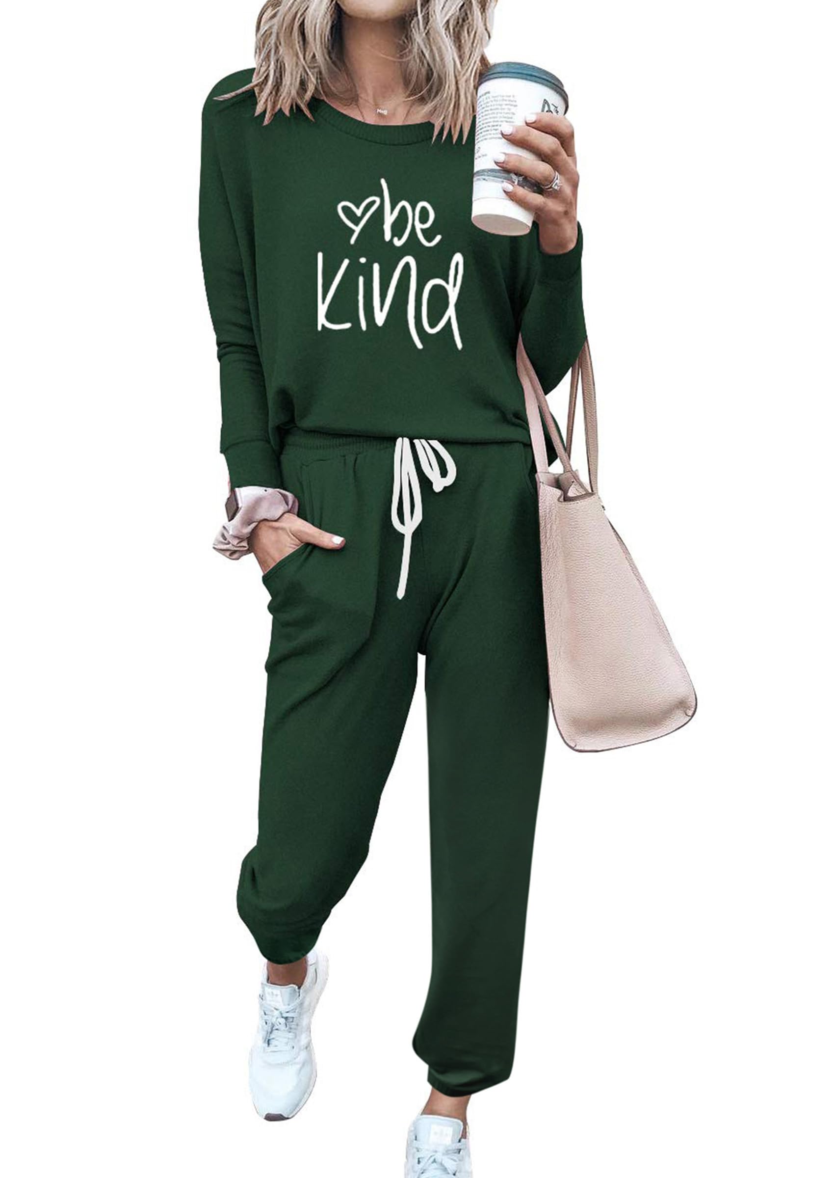 PRETTYGARDEN Travel Outfit Women 2 Piece Lounge Sets | Long Sleeve Shirts, Jogger Pants Pockets, Matching Track Suits, Fall Spring Comfy Clothes for Casual Outing, Cruise, Airport