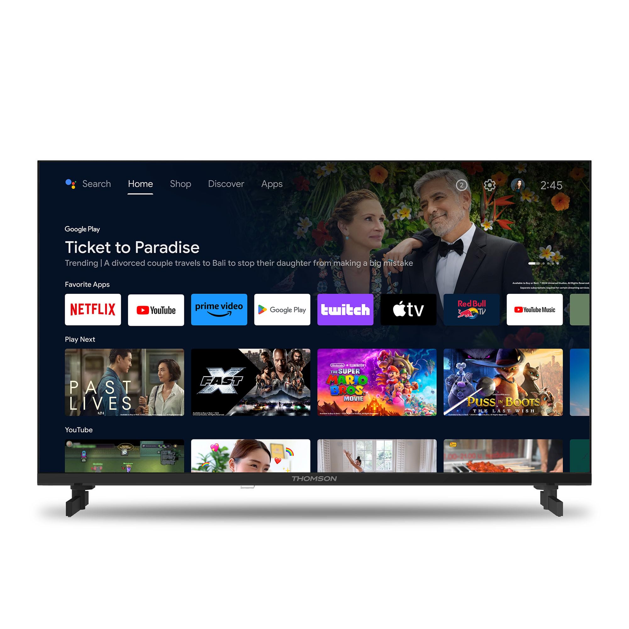 THOMSON 32 Pouces (80 cm) LED HD Smart Android TV, Google Assistant, Wi-FI, Dolby Digital, Bluetooth, Triple-Tuner (Câble-Satellite-Antenne), HDMI, CI, A Panneau- 32HA2S13