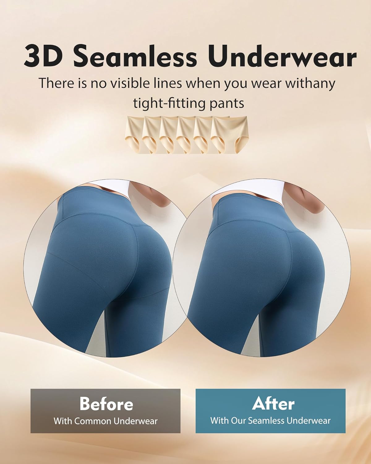 LEVAO Seamless High Waisted Underwear for Women No Show Full Coverage Panties Nuage Breathable Briefs 6 Pack - Image 4