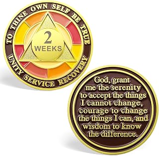 2 Week Sobriety Chips,Tri-Plate 14 Days AA Medallion 2 Week Sober Chip | 1 to 4 Weeks Sobriety Coins Recovery Chips Sober Coins for Narcotics Alcoholics Anonymous Recovery Sober Gifts