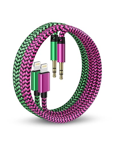 Cable de audio Lightning de 0.138 in de 3 pies, certificado Apple Mfi, cable auxiliar para iPhone, altavoz, estéreo de automóvil, auriculares