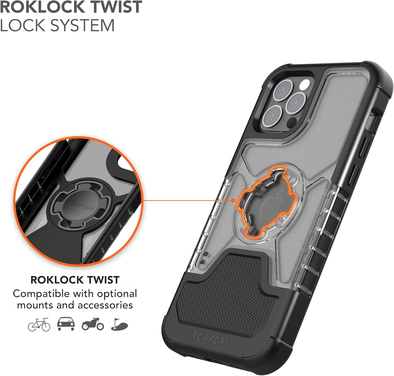 ROKFORM iPhone 12 Pro Max Magnetic Protective Case with Twist Lock, Slim Shockproof Crystal Slim Case for Apple Smartphone (Transparent)