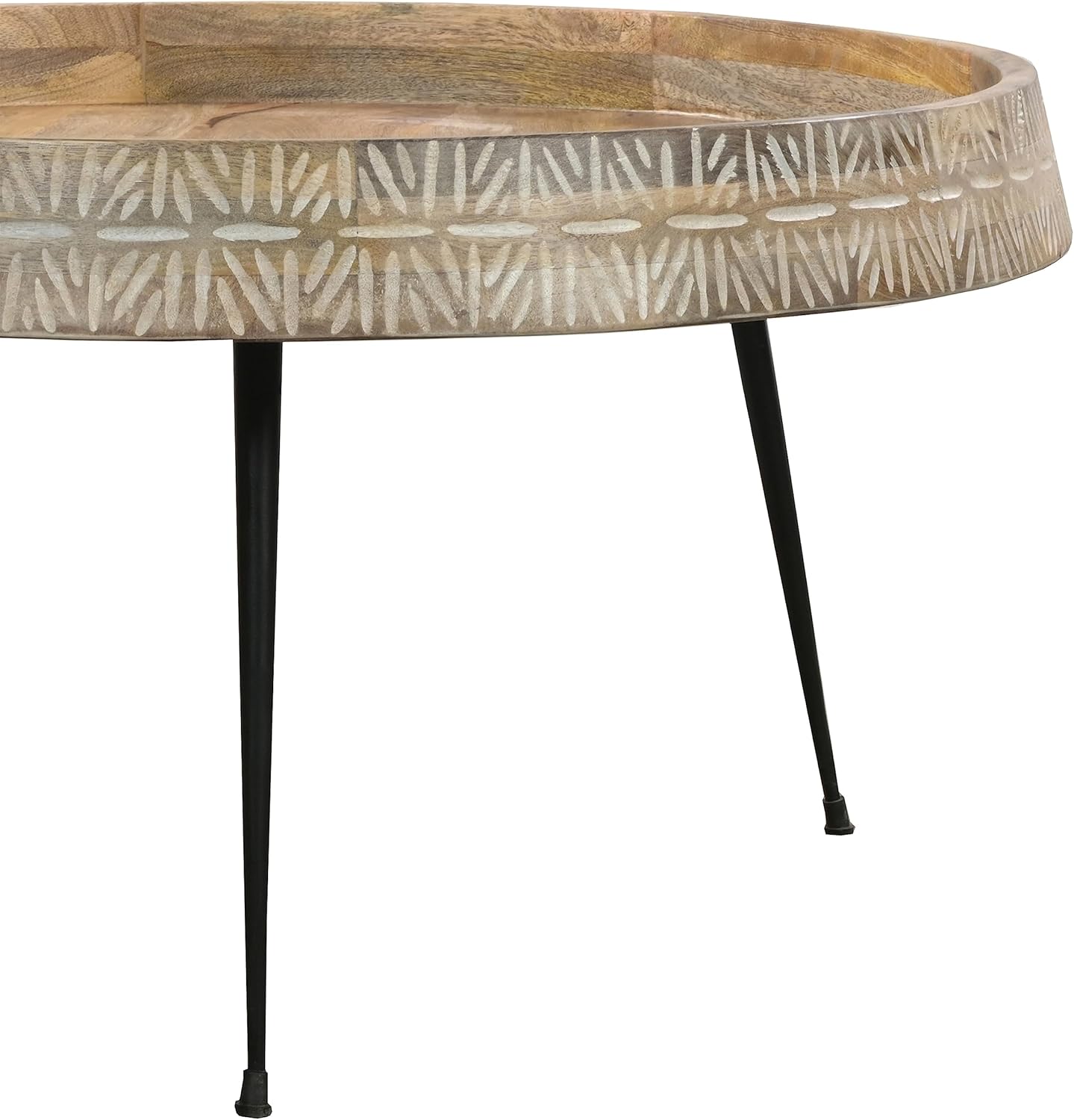 TUP THE URBAN PORT Rustic Farmhouse Wooden Coffee Table: Elegant Design, Durable Iron Legs