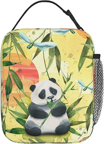 WAZHIJIA Libélula Panda Bolsa de almuerzo Bolsa de almuerzo Bolsas de almuerzo para mujeres Caja de almuerzo aislado Contenedor de almuerzo tamaño