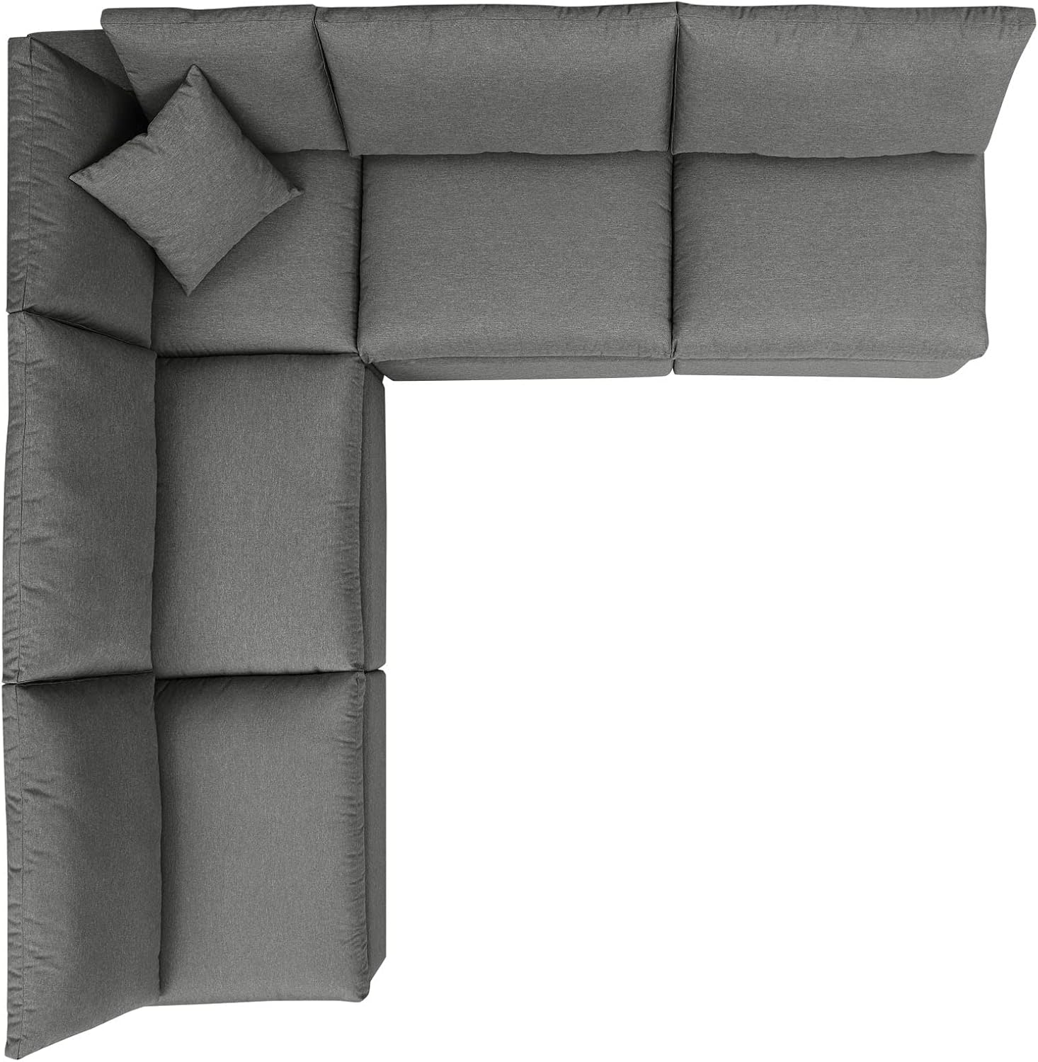 Modway Commix 5-Piece Modern Fabric Patio Sectional Sofa in Charcoal