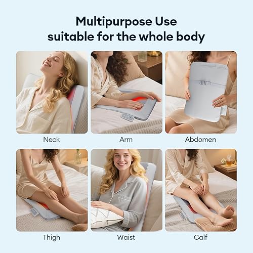 Miniatura 8 de IeBilif Masajeador de espalda con calor, masaje 3D enrollado hacia arriba y hacia abajo para cuello y hombro, masajeador inalámbrico con calefacción