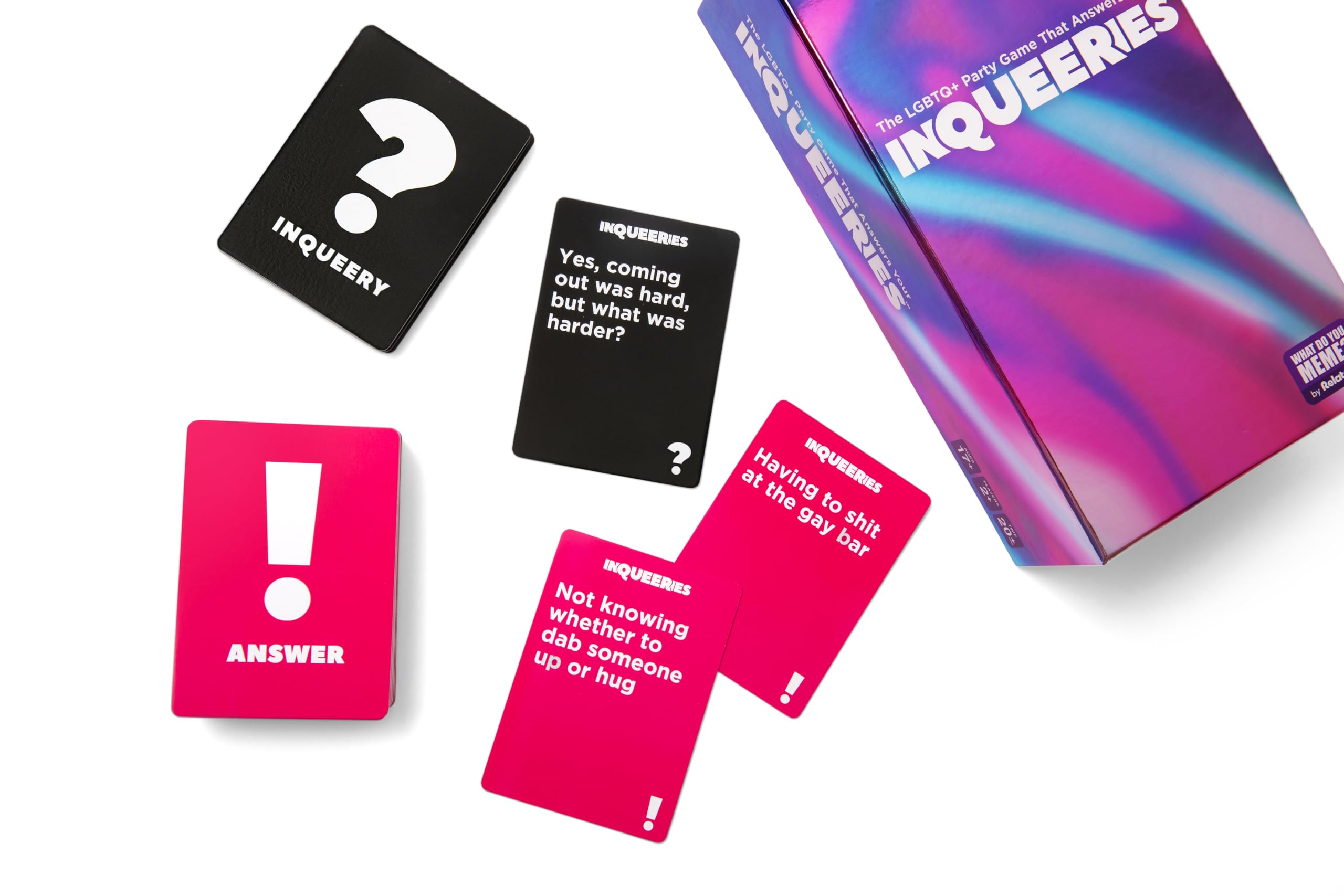 InQueeries By Relatable, Adult Games For Game Night, LGBTQ Games And Card Games For Pride Social Gatherings, Appropriate For Ages 17+, Includes 450 Cards, Holographic Crown, And Instructions