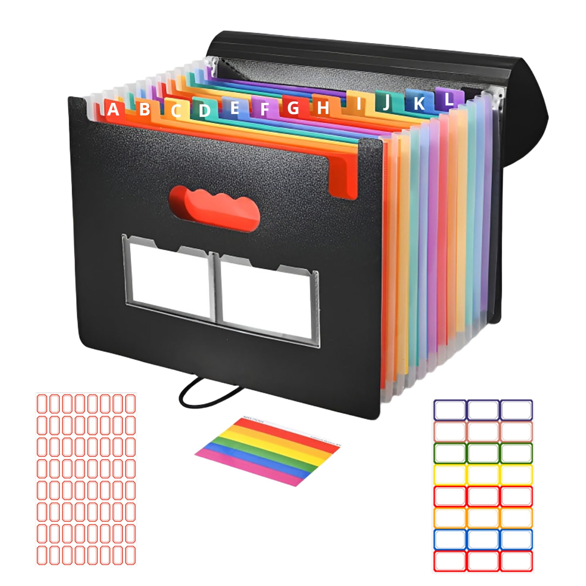 Carpeta de archivos expandible con etiquetas en blanco, organizador de archivos de acuerdo con cubierta expandible, carpetas de acordeón de escritorio, organizador de almacenamiento de documentos de
