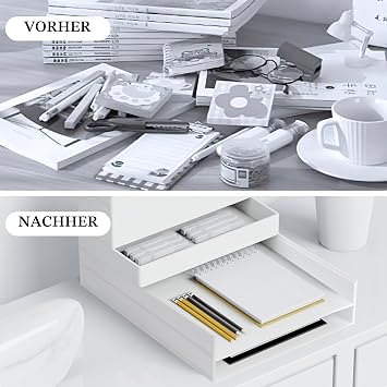 Dadabig A4 Desk Organiser 3-Tier Stackable Document Tray Letter Tray for Office School Office (White)