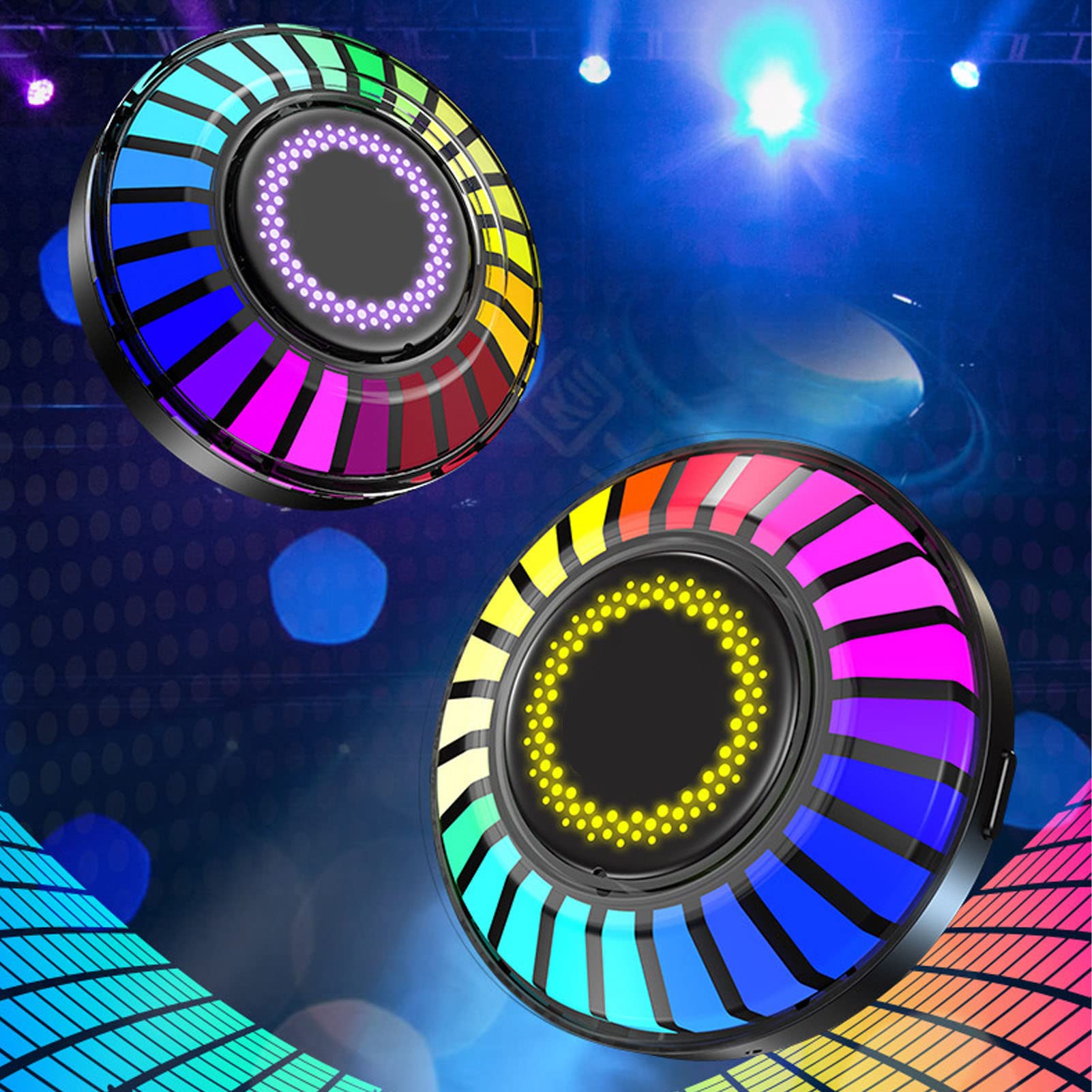 2 szt. Oświetlenie Wnętrza Samochodu LED, 32 Bity RGB Kolorowa Lampa Nastrojowa z Rytmem Muzyki, Magnetyczny Przetwornik Dźwięku DJ Arom Światło Otoczenia z kontrolą Aplikacji,