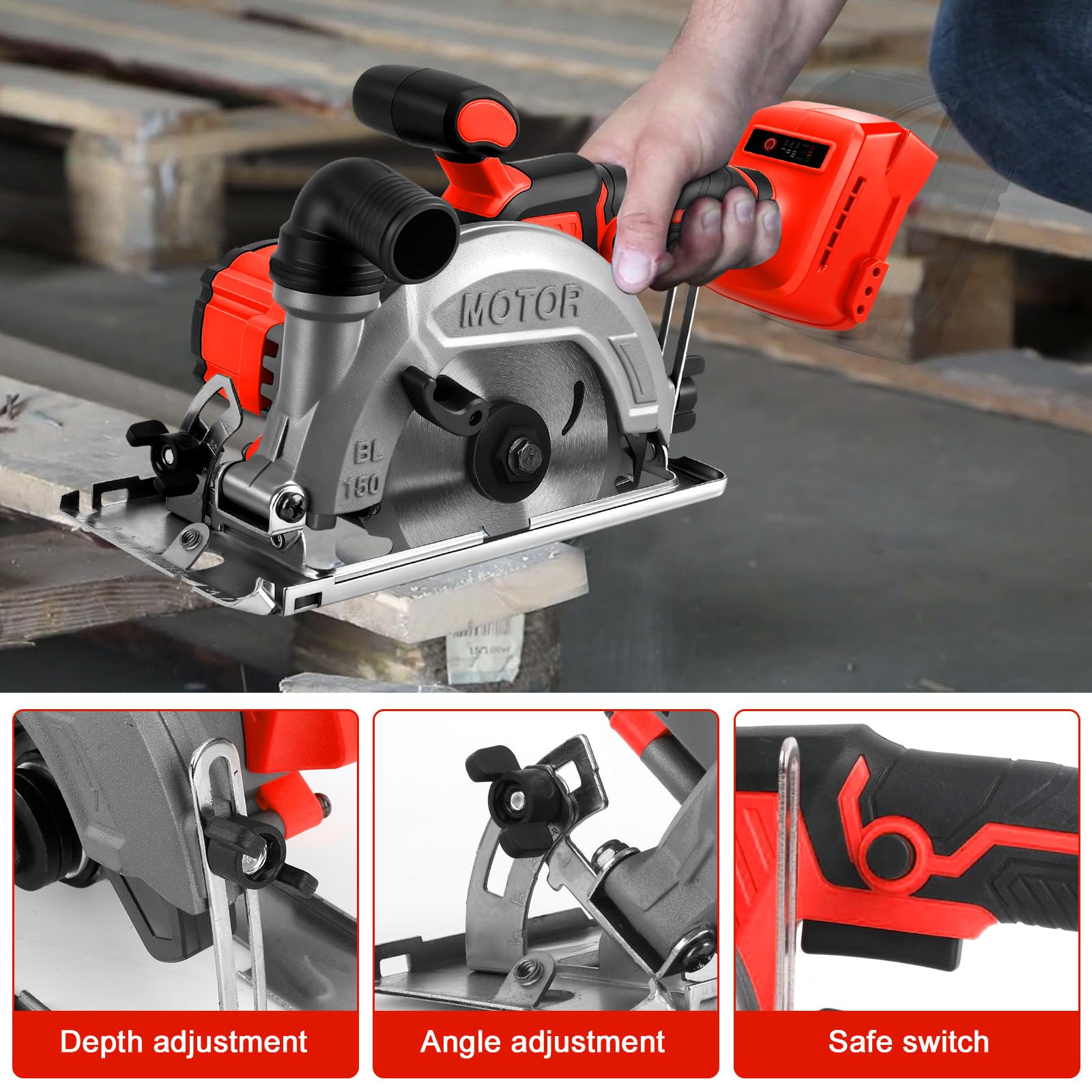 Scie circulaire sans fil pour Milwaukee M18 18 V, 150 mm, mini scie circulaire manuelle sans balais