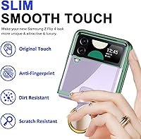 Vista 6 de Miimall Funda para teléfono Samsung Galaxy Z Flip 4, Z Flip 4 con anillo + protector de pantalla de vidrio templado, funda protectora delgada