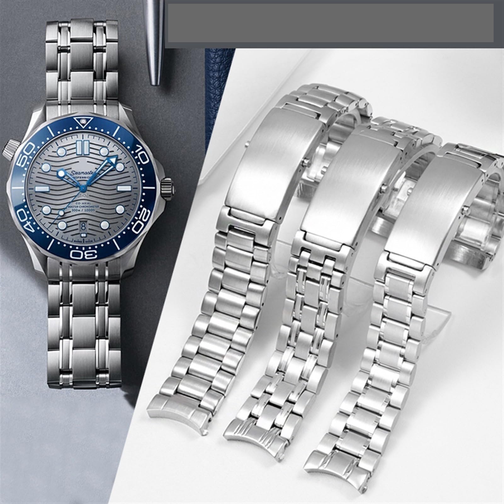 Pasek do zegarka ze stali nierdzewnej 316L dla Omega Speedmaster 007 Seamaster 300 AT150 Planet Ocean Speedmaster pasek do zegarka solidne bransoletki 18 mm 20 mm 22 mm