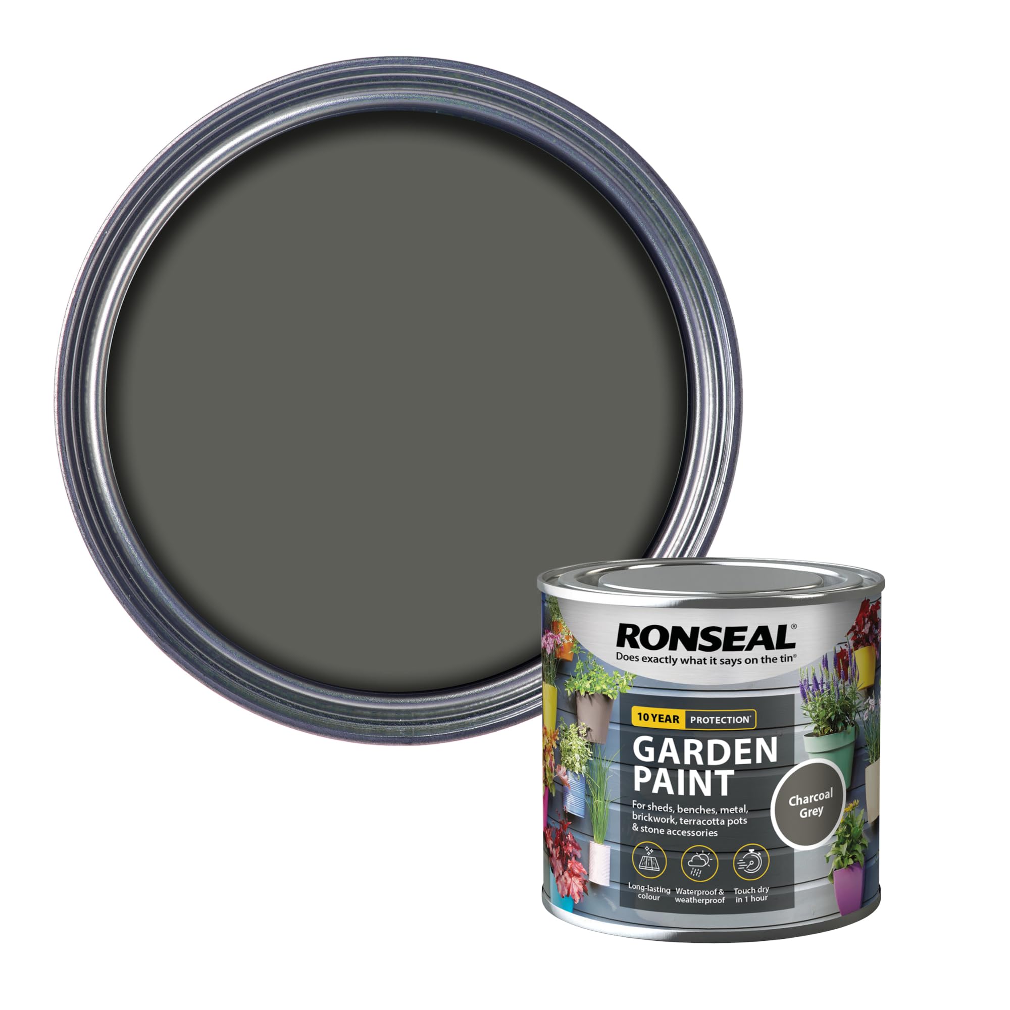 Ronseal Grey 38262 Garden Paint Charcoal 250Ml