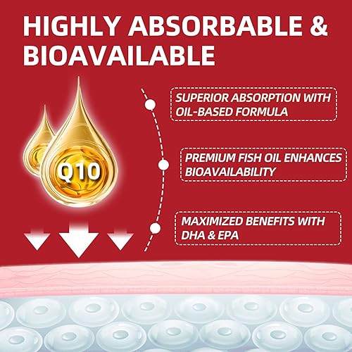 Miniatura 4 de CoQ10-400mg-Cápsulas blandas con PQQ y Omega 3, coenzima de máxima absorción Q10, potente antioxidante para la salud del corazón y producción de