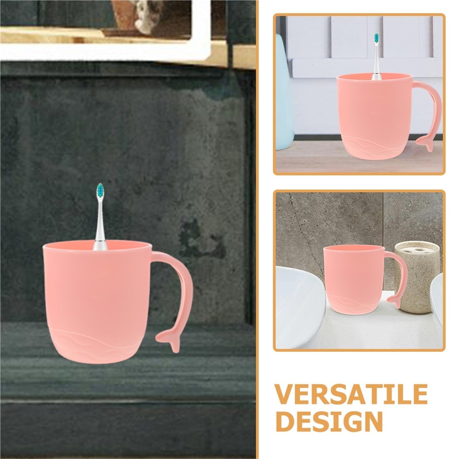 3 Tazze for collutorio, for spazzolino in plastica con Manico per Spazzolini e Dentifrici | Bicchiere da bagno rotondo leggero for riporre la tazza di lavaggio a casa in viaggio
