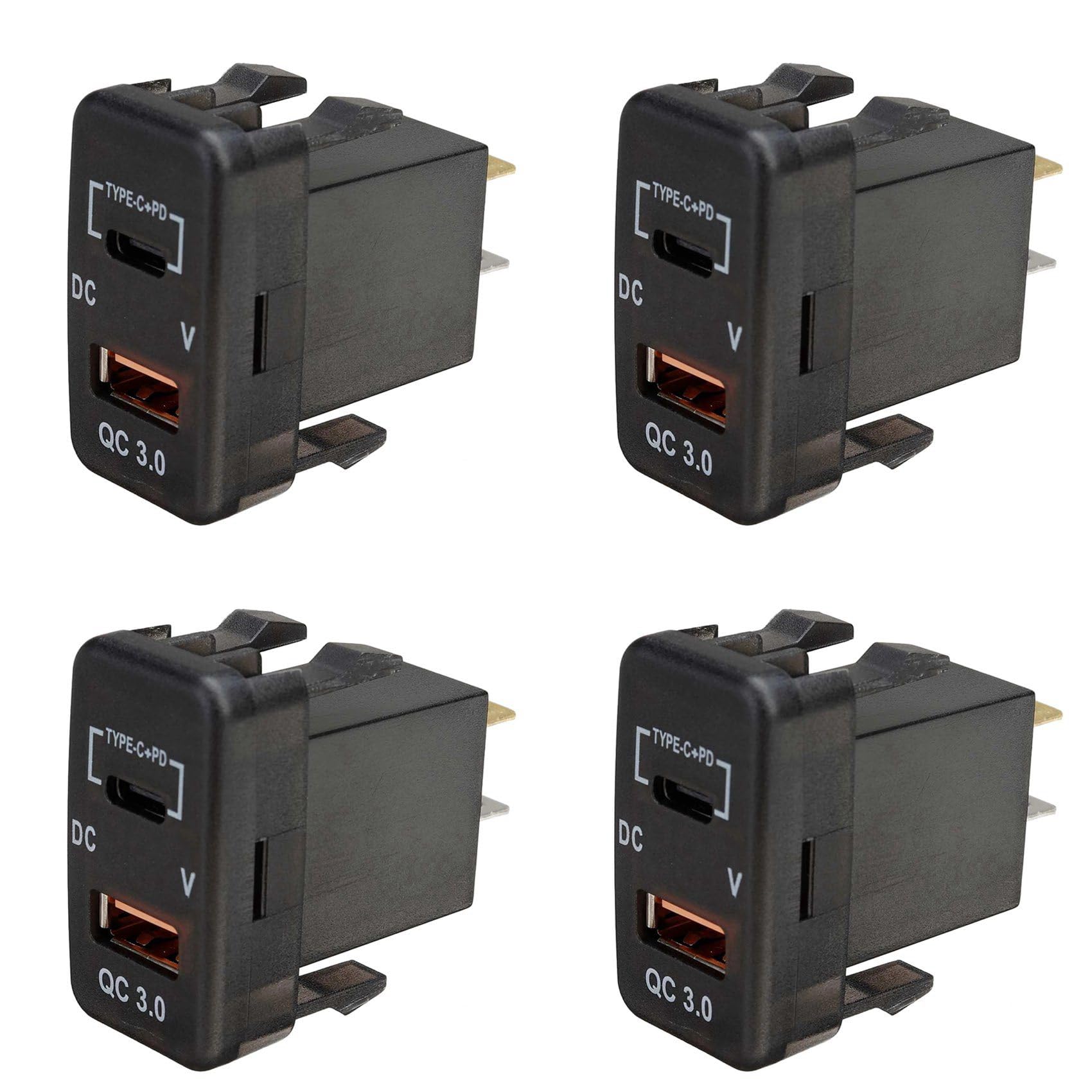 Cargador Coche Tipo-C PD QC3.0 USB dual voltímetro tablero para Prado 4X 8