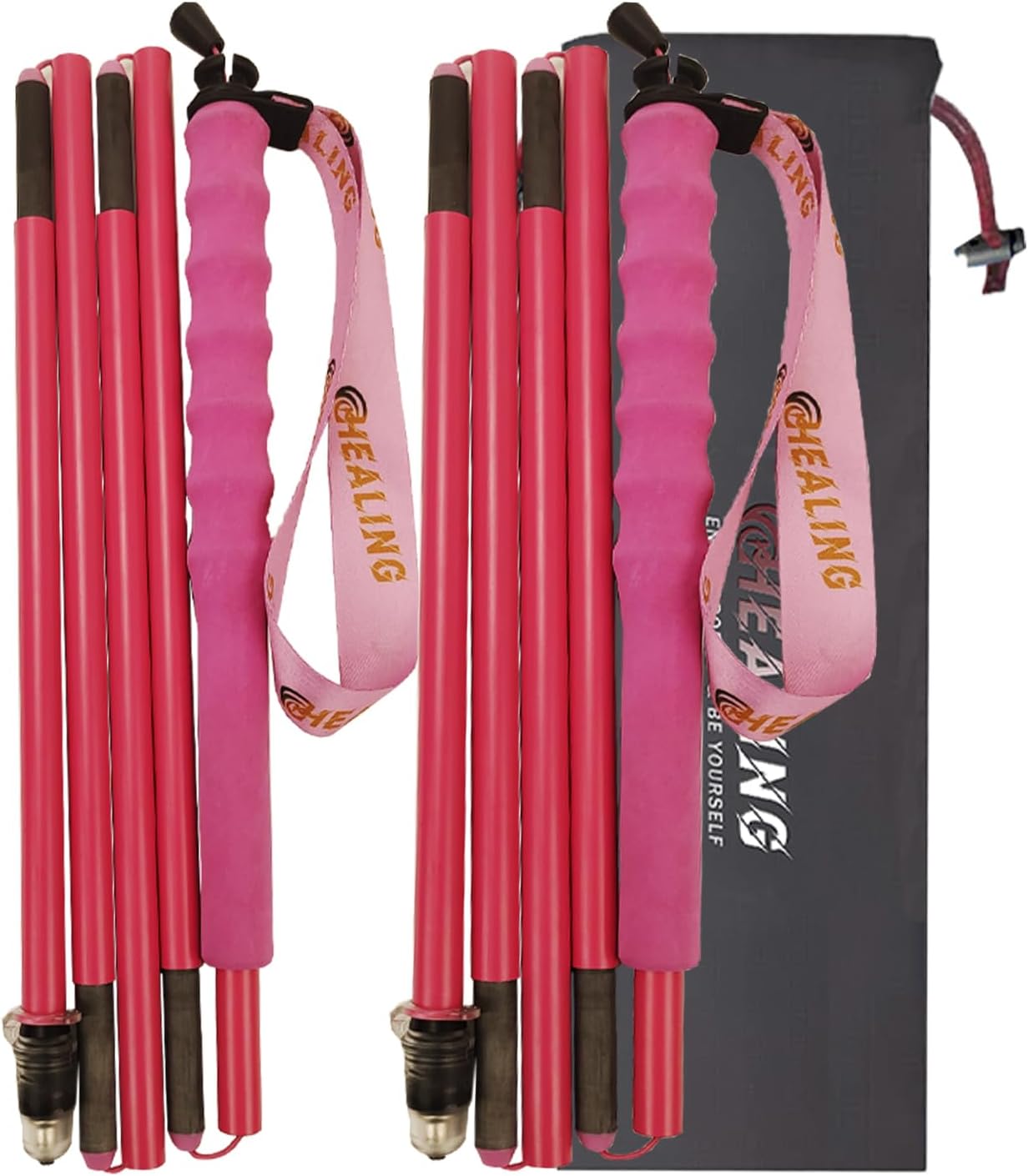 High Strength Carbon Fibre Trekking Poles 2 pcs, Folds Into 5 Sections, Lightweight and Strong, Protects Joints, Suitable for Hiking, Trekking and Mountaineering