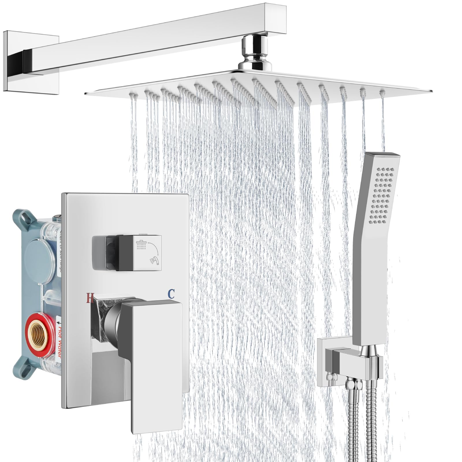 Aolemi Ceiling Mount Shower Faucet Set,Shower System Rain Showerhead And Handheld Spray Combo