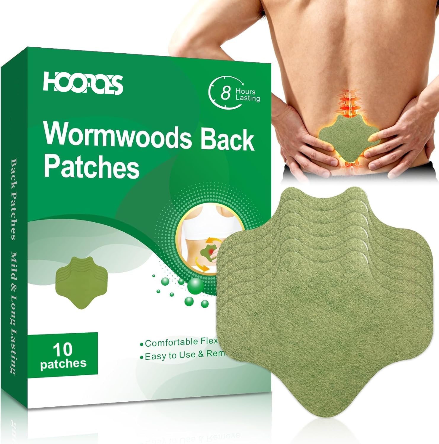 Back Pain Relief Patches | Fast Acting Herbal Patch for Lower & Upper Back Pain, Muscle Strain & Sciatica Support | Hot & Cold Therapy | Long Lasting 8–12 Hours | Easy Peel & Stick (10 Patches)-image-0