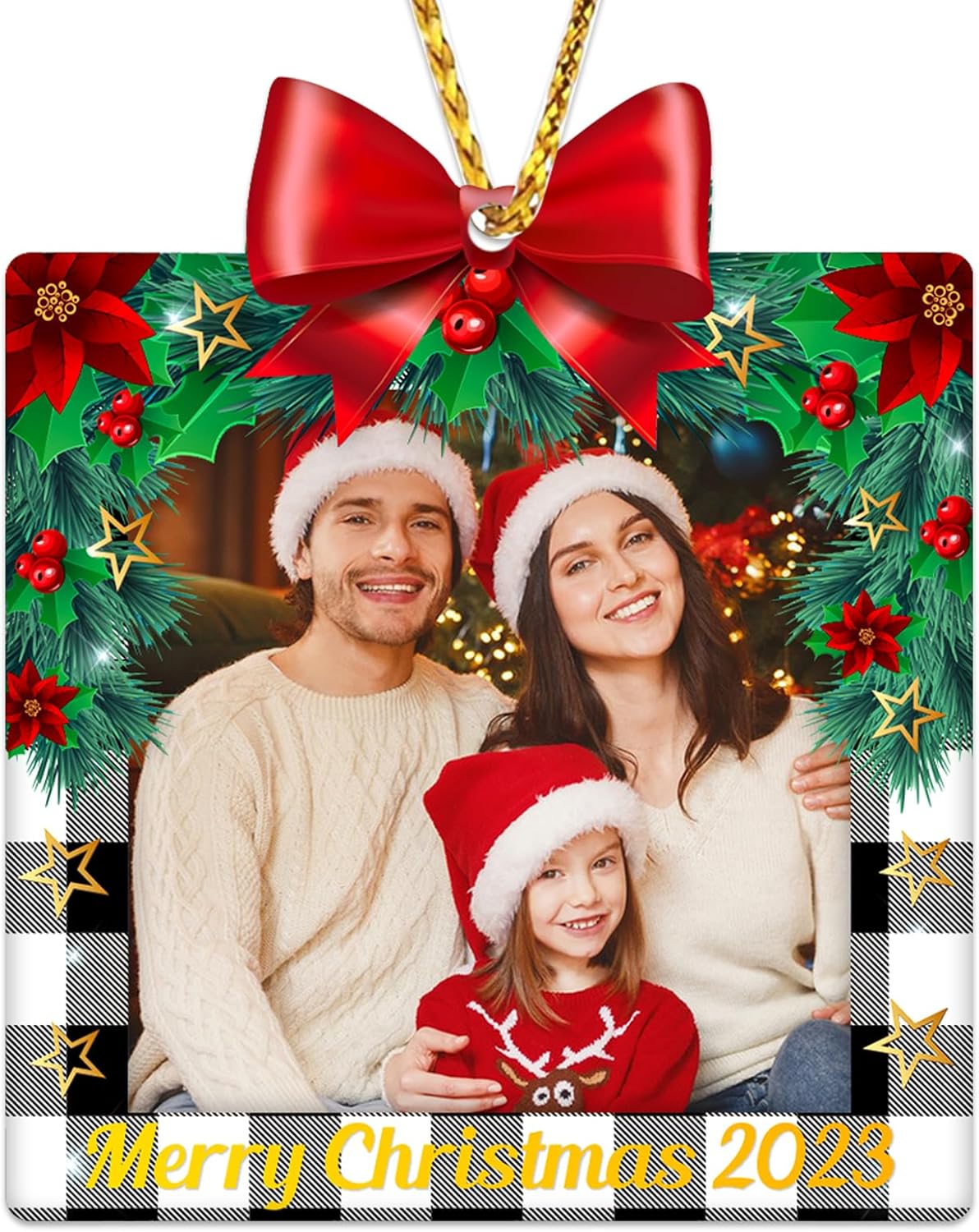 JUESMOS Photo Frame Christmas Ornament 2023 Personalized