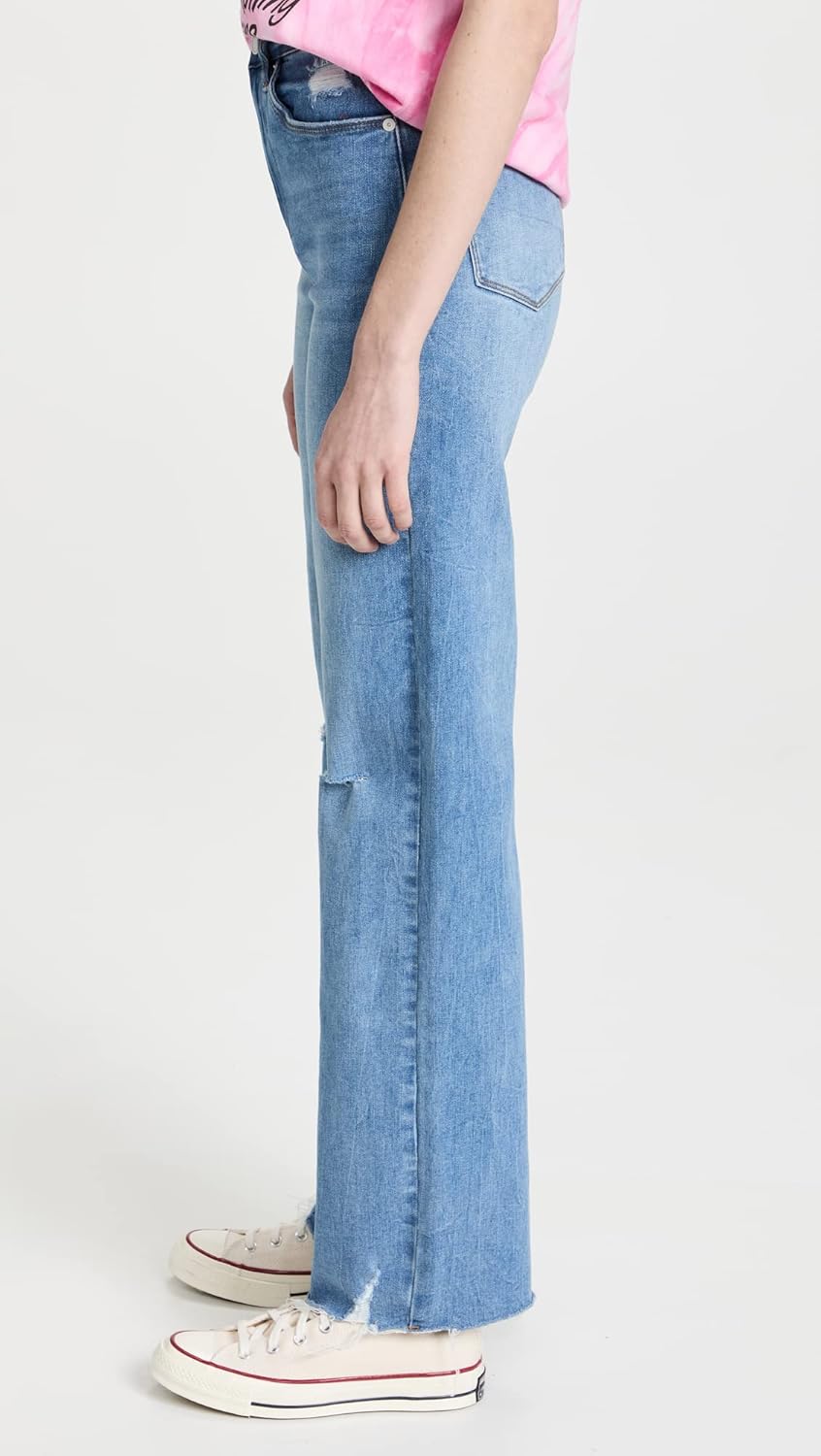 [BLANKNYC] Women's Womens Five Pocket Wide Leg Jean with Rips at Knee, Fashionable & Stylish Pants