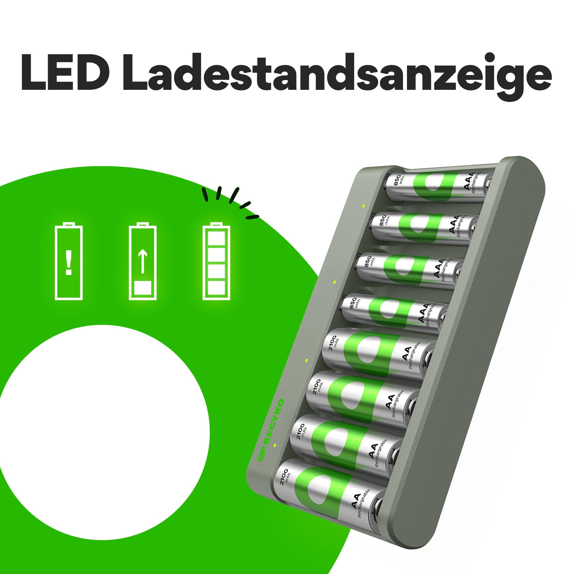 GP RECYKO ładowarka USB model GP E821 w zestawie 4 x RECYKO AA 2100 mAh 4 x RECYKO AAA 850 mAh akumulator