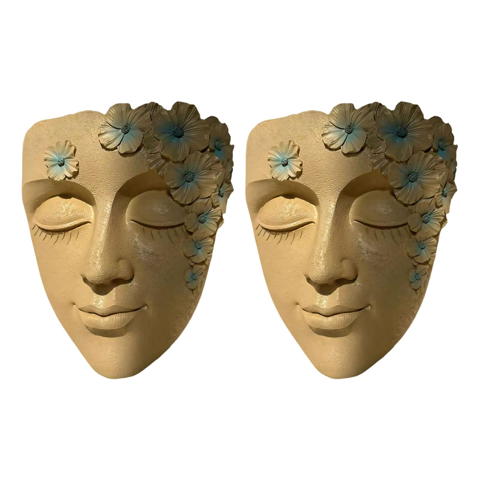 Kaeltsyn Handcrafted Resin Face Planter Antique Look Outdoor Sculptural Plant Pots for Creating Vertical Green Wall Home Decors