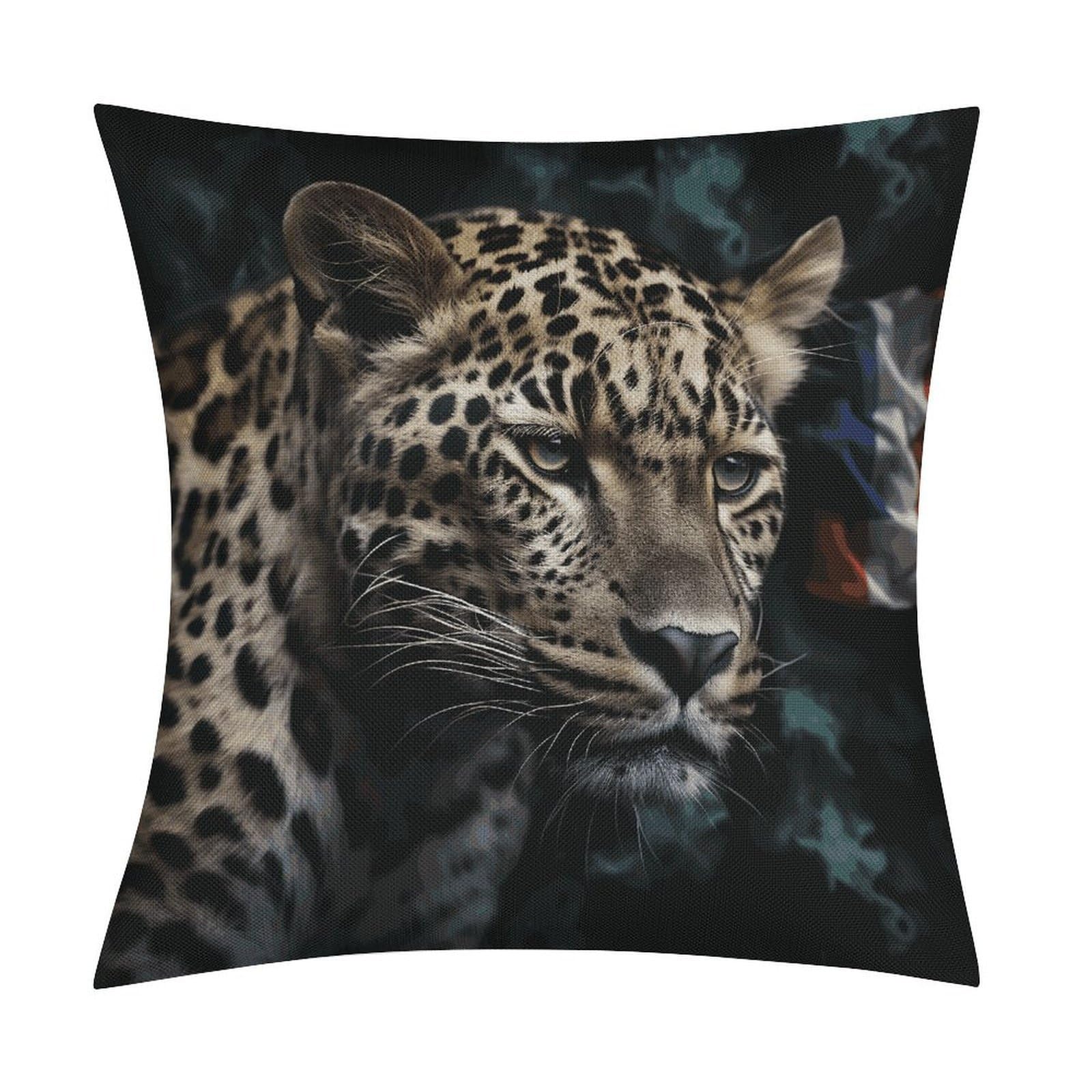 Fodpand Style Flag With Leopard Pillow Covers 18X18 Inch, Pillow Cases Boho Farmhouse, Throw Pillow Covers For Couch Sofa Bed Spring Home Decor