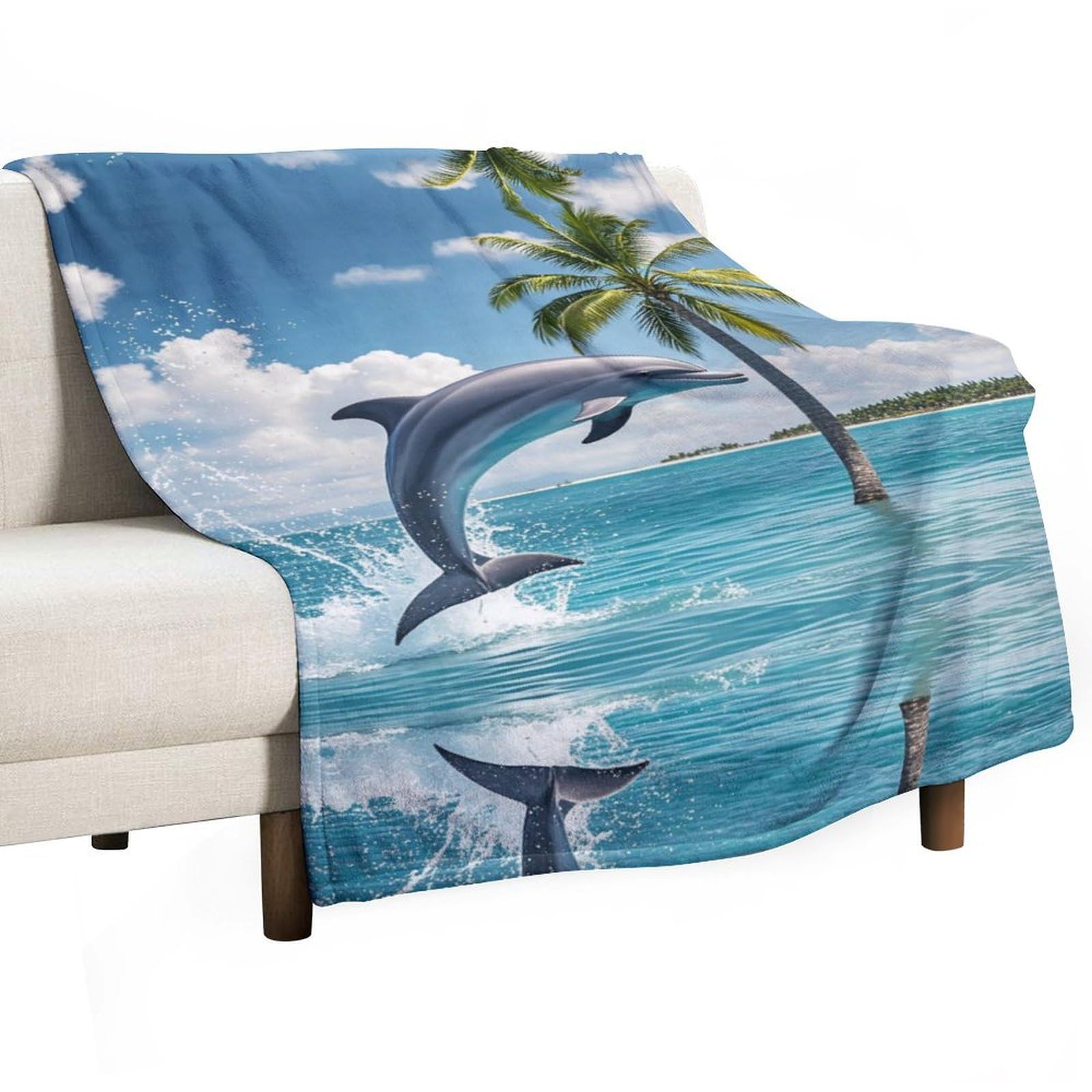 Couverture flanelle dauphins chaude contre le froid du canapé en hiver