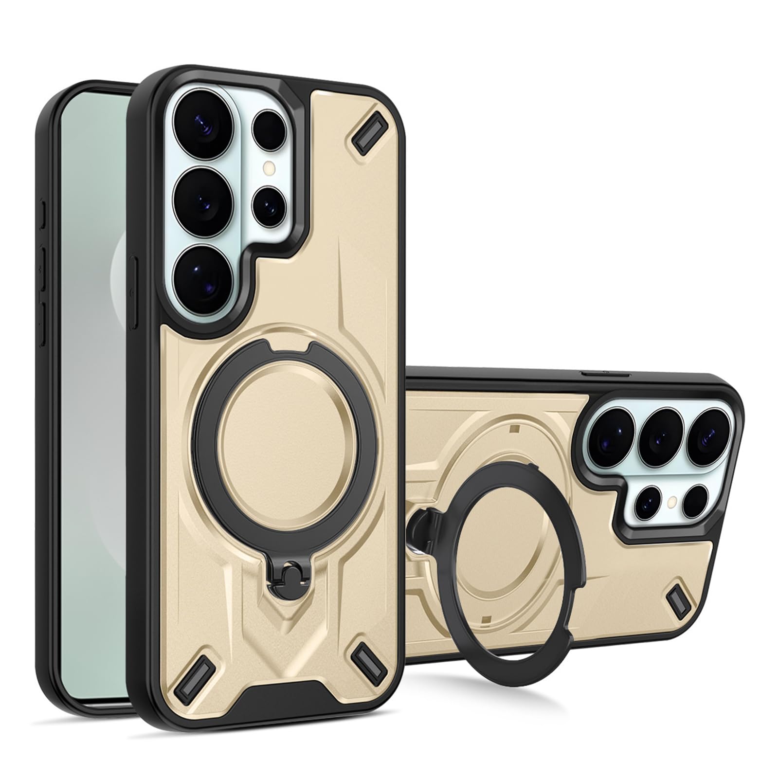 Étui Samsung S26+ Anti-Dérapant pour la Voiture - Coque Anneau Or Mat