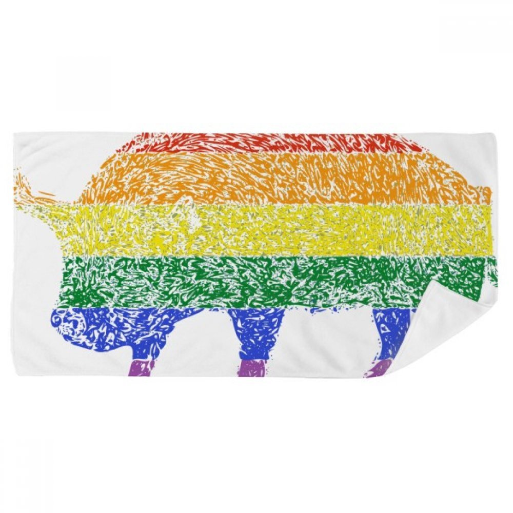 Serviette Arc-en-Ciel LGBT Douce en Coton pour Bain et Toilette Multicolore 35x70cm