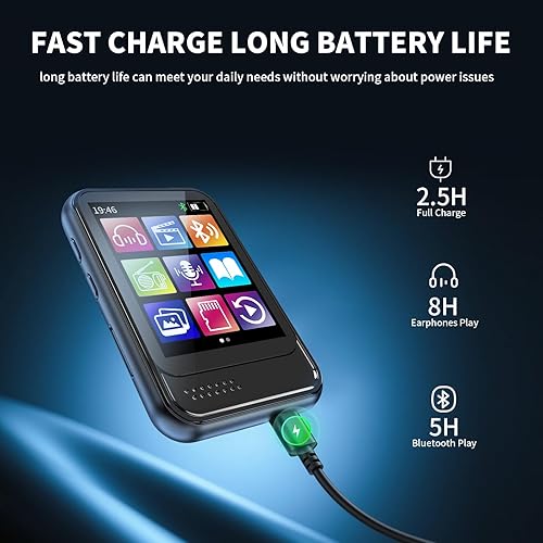 Miniatura 5 de Reproductor de MP3 Bluetooth, reproductor de música portátil con radio FM, grabadora de voz, reproductor de audio digital de libro electrónico con