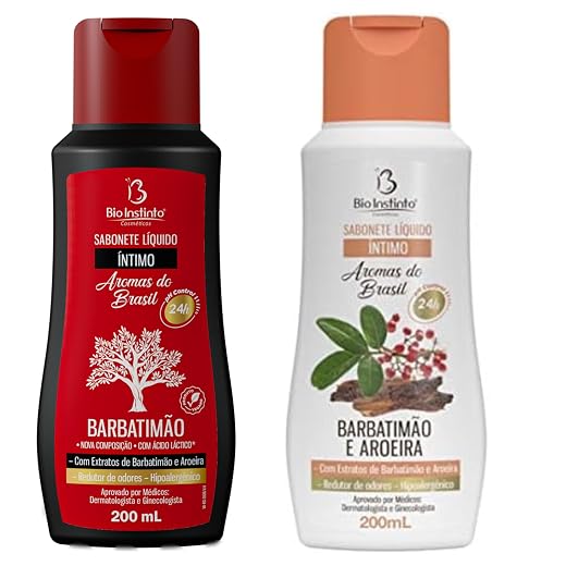 Kit 2 Sabonetes Íntimos Bio Instinto 200ml – Barbatimão e Aroeira + Barbatimão Uso Diário