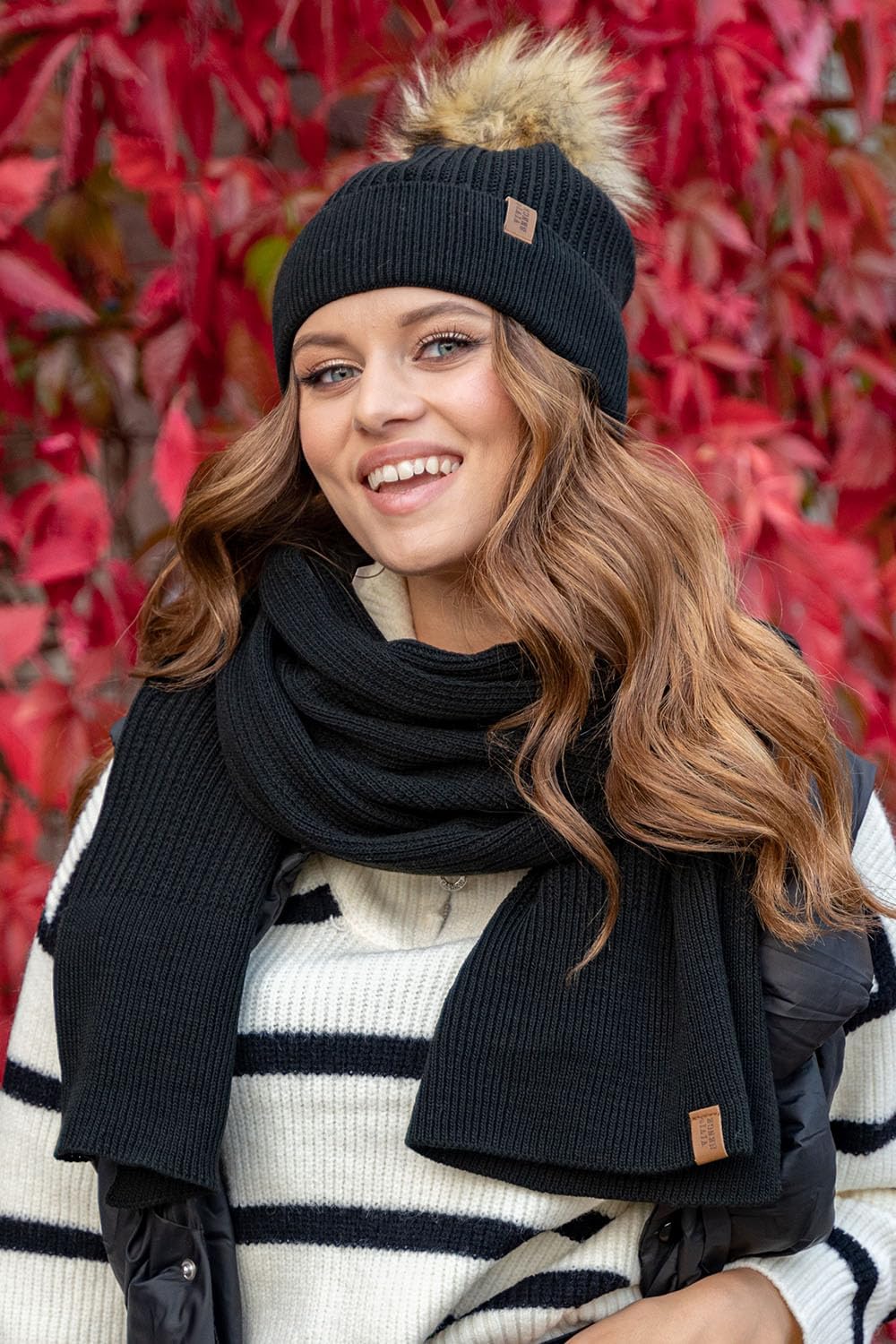 VIVISENCE Dames wintersjaal van modieus gezellig warm garen met